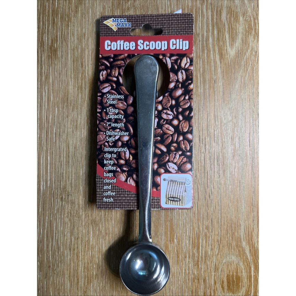 Coffee Tea Stainless Steel Scoop w/ Bag Clip - 1.5 Tbsp Measuring Spoon